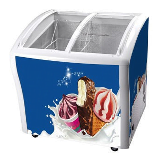 ADH 180 litre glass door display showcase freezer sold in Uganda