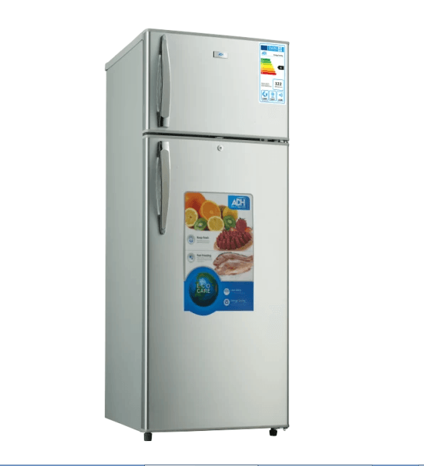 ADH 276 litre double door refrigerator in silver, sold in Uganda