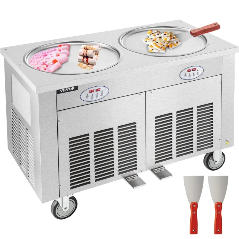 ADH double pan fried ice cream roll machine with two round pans, sold in Uganda