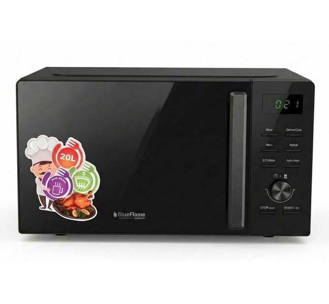 Blueflame 20 litre digital microwave oven in black with auto cook, sold in Uganda
