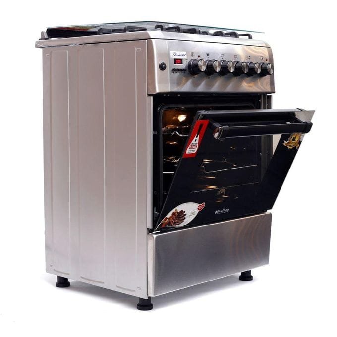 Blueflame 60cm diamond series cooker with 3 gas burners and 1 electric plate, sold in Uganda