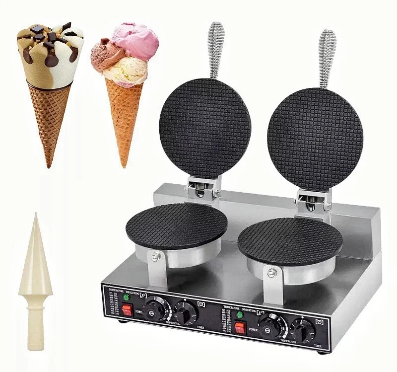 Electric commercial double head egg waffle and ice cream cone maker, sold in Uganda