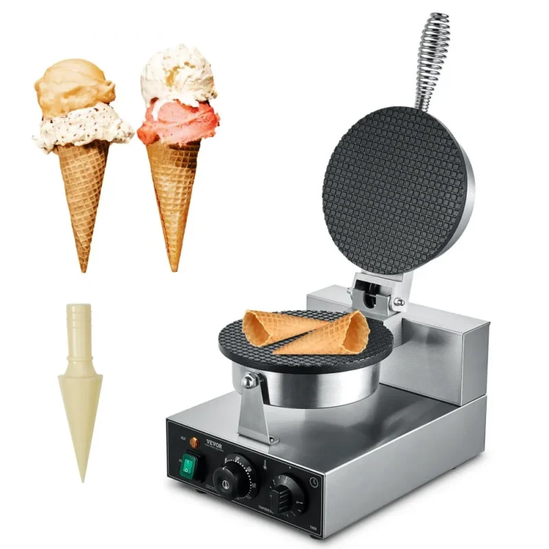 Commercial waffle ice cream cone maker 1000W in stainless steel, sold in Uganda