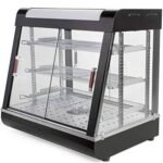 Double shelf electric food display warmer in stainless steel with interior light, sold in Uganda