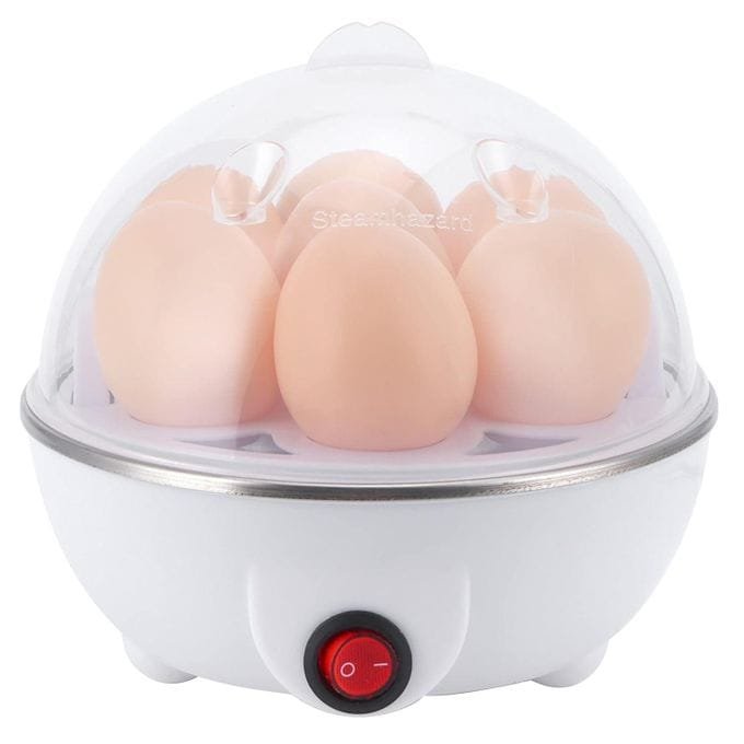 Electric egg boiler with 7 slots and auto shut off, sold in Uganda