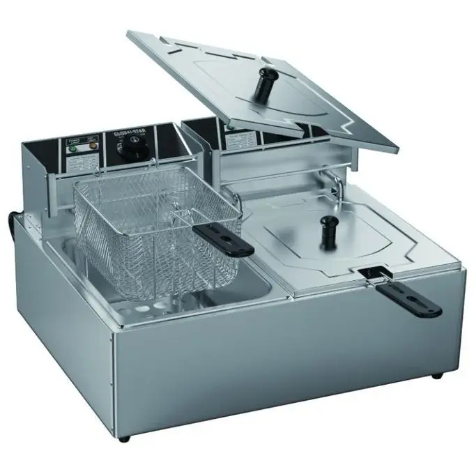 Globalstar 12 litre double deep fryer with twin tanks in stainless steel, sold in Uganda