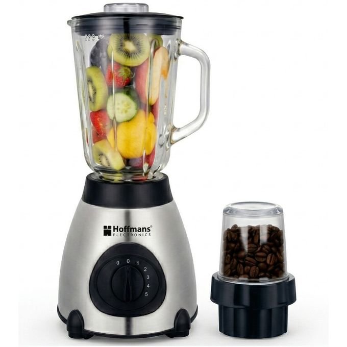 Hoffmans 2 In 1 Ice Crushing Blender, Glass Jar, Silver, available in Uganda
